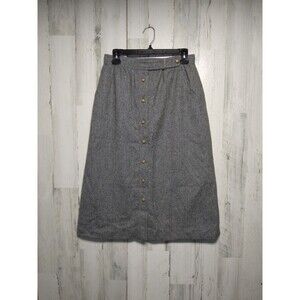 Vintage 80s 90s Schrader Sport Skirt Womens Size 12 Gray Long Wool Blend Lined